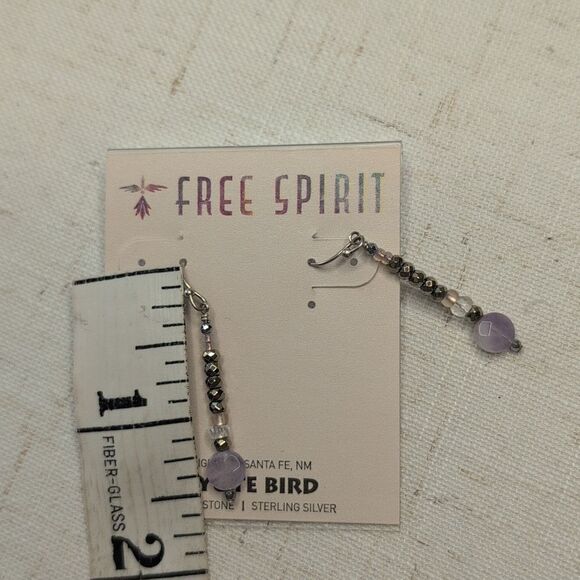 NWT Peyote Bird Earrings Sterling Silver Amethyst Faceted Polished Stone Dangle - Picture 5 of 6